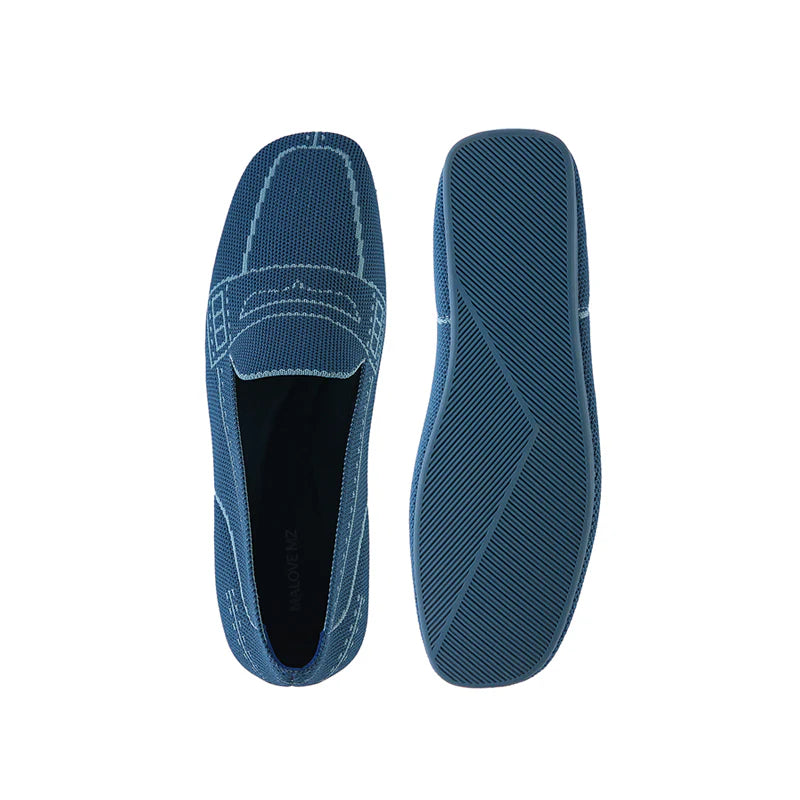Comfortable Slip On Square Toe Loafers - Peacock