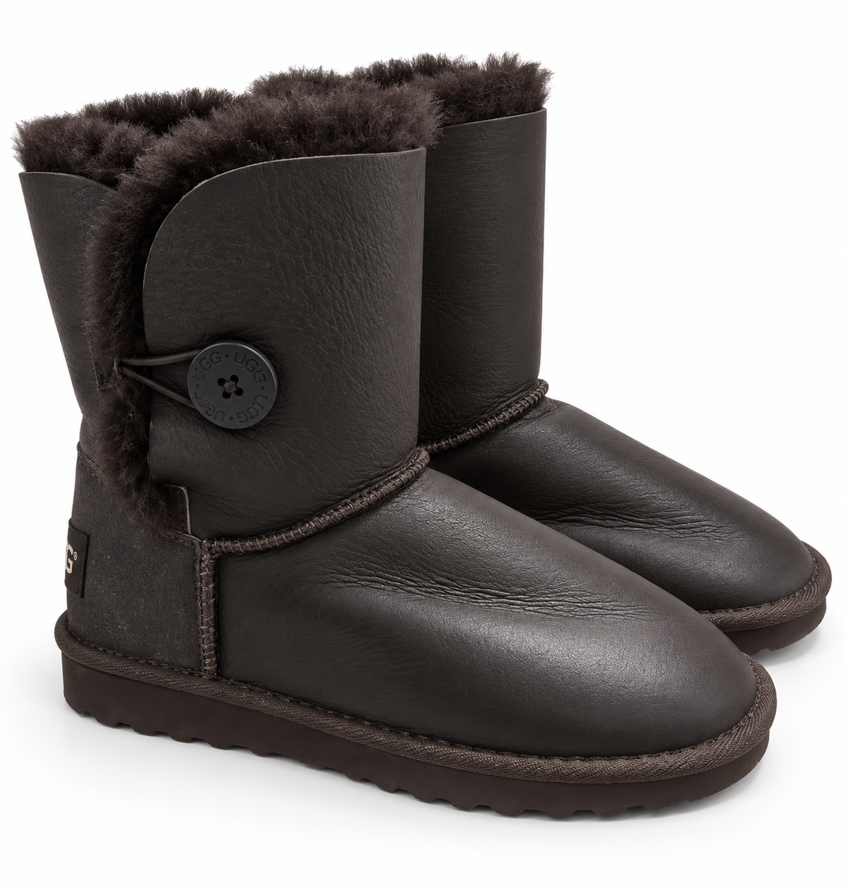Australian Leather Ugg 1Button Leather - Chocolate - AU7