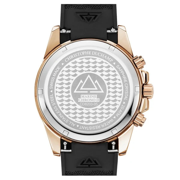 Christophe Duchamp Marine Chrono II - Black Dial & 316L Stainless Steel & FKM Rubber Strap