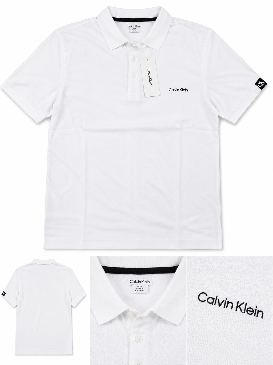 Calvin Klein Jeans Men's Short Sleeves LOGO SLV JERSEY POLO - Brilliant White