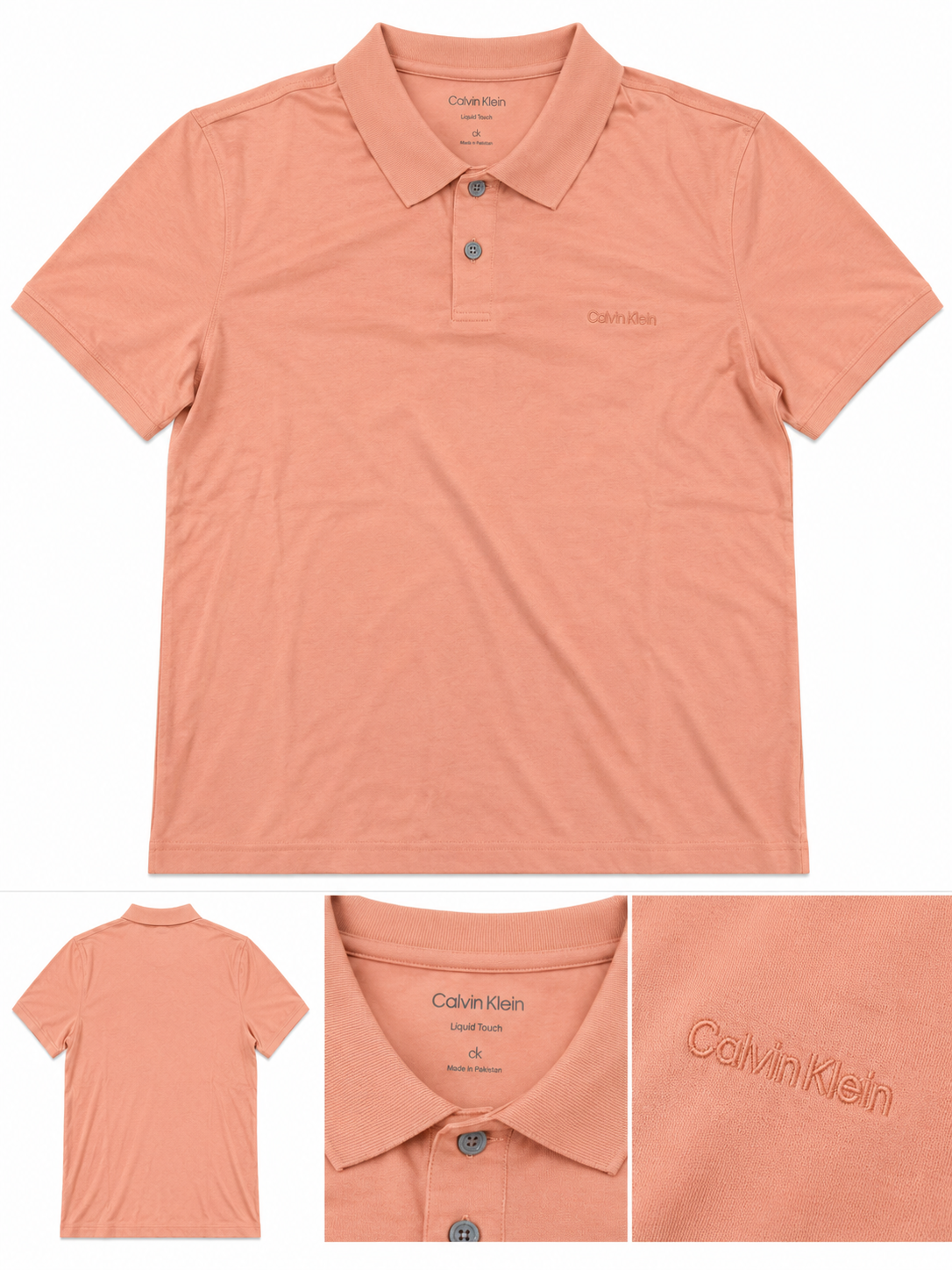 Calvin Klein Men's Short Sleeve Solid Liquid Polo - Muted Clay