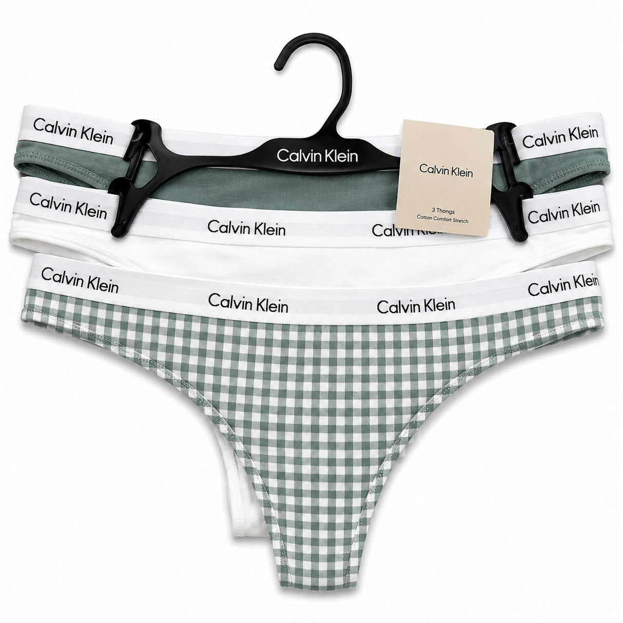 Calvin Klein Women's Carousel 3 Pack Thong - Stormy Sea /White