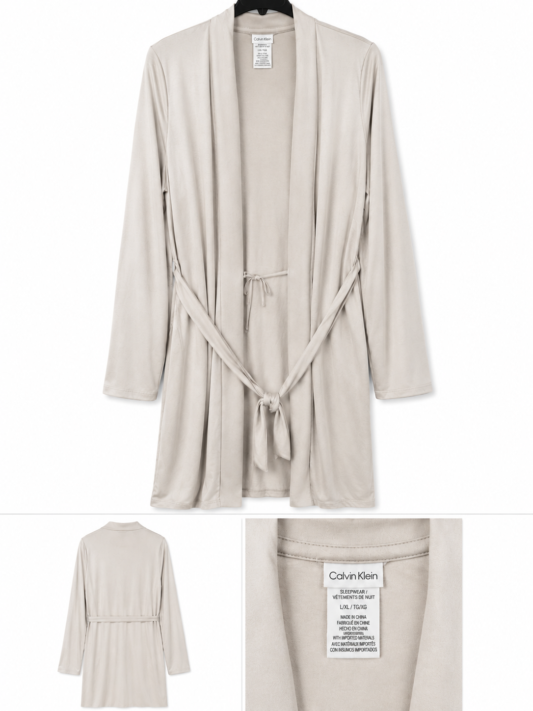 Calvin Klein Women's Satin Robe - Cocoon