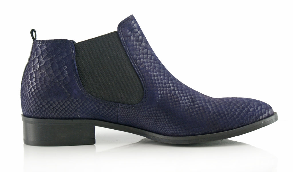 Bosccolo Womens Ankle Boots Aligator - Navy Blue Aligator