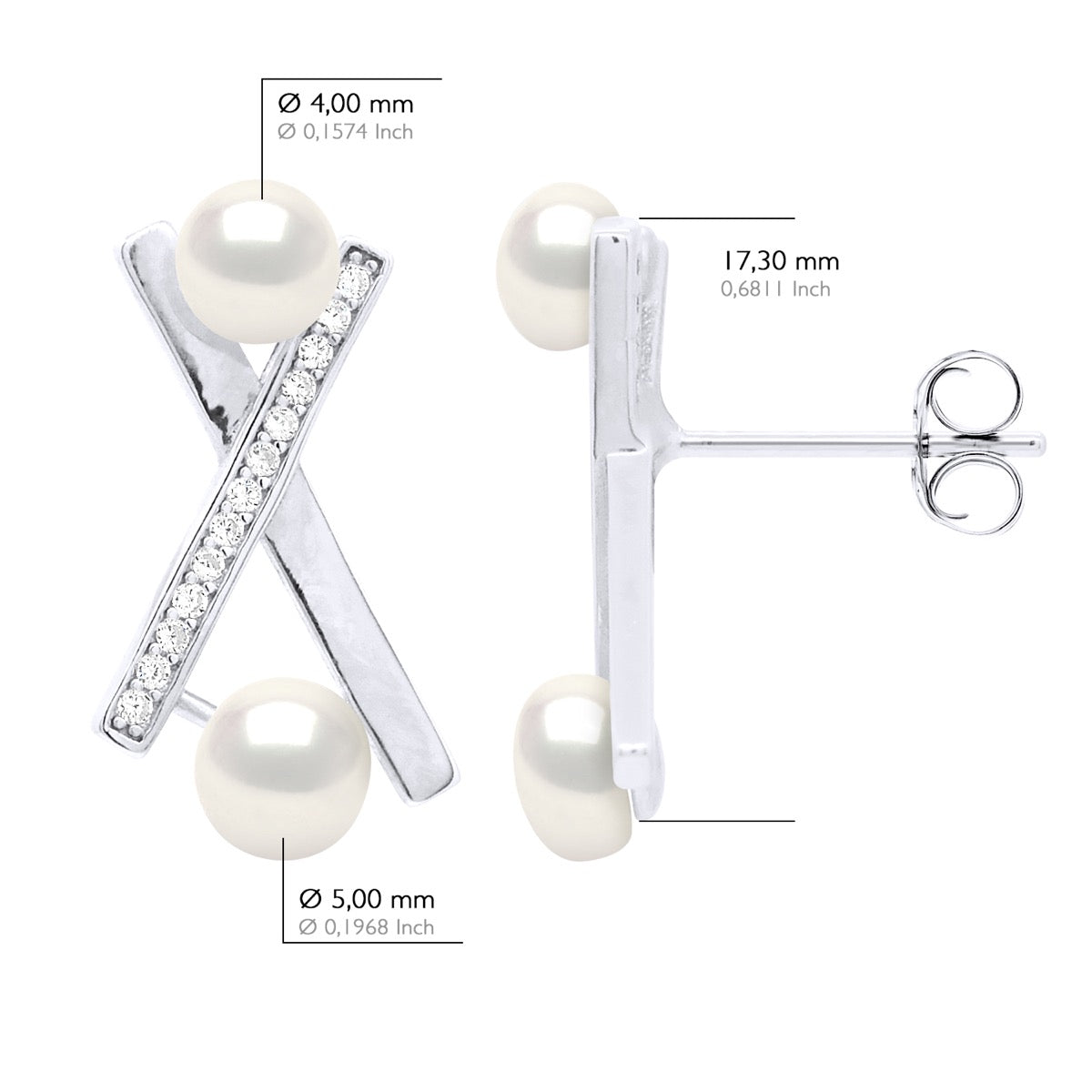 Earrings "Strips" - Natural White - Longueur 42 cm