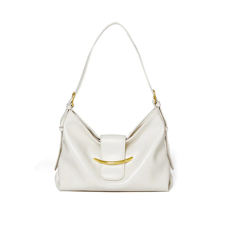 Nalandu Luxe Glossy Hobo Shoulder Bag - White
