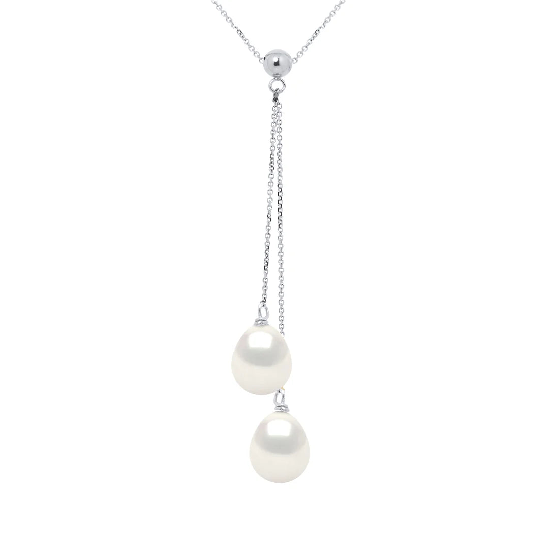 Necklace Toi & Moi Drop Freshwater Pearl White White Gold