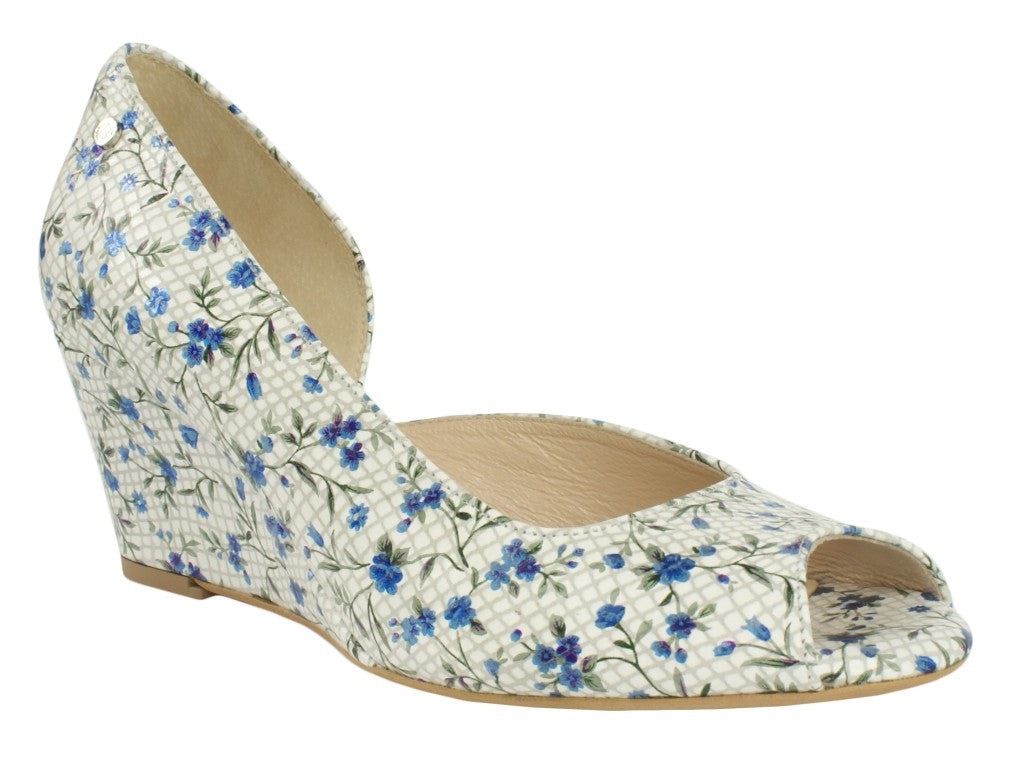 Bosccolo Womens Wedge Heels Sandal - Blue Flowers