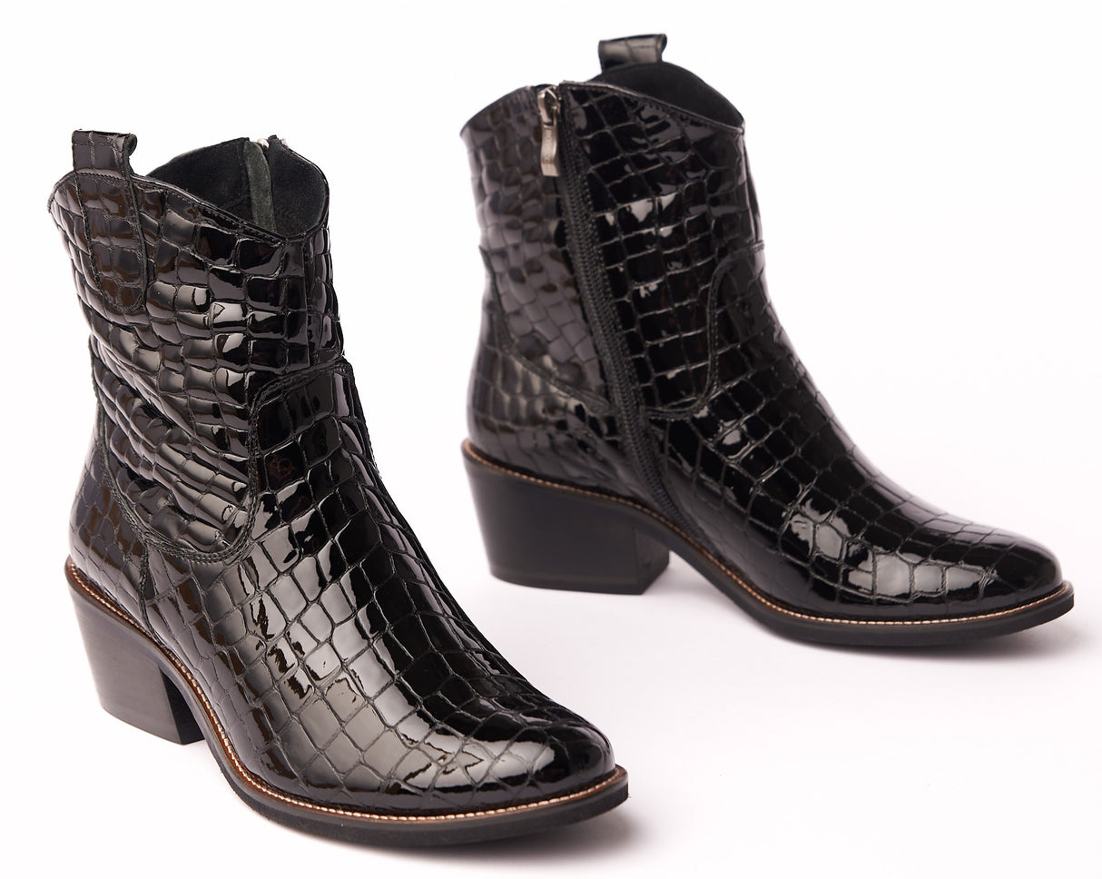 Bosccolo Womens Ankle Boots - Black Croco