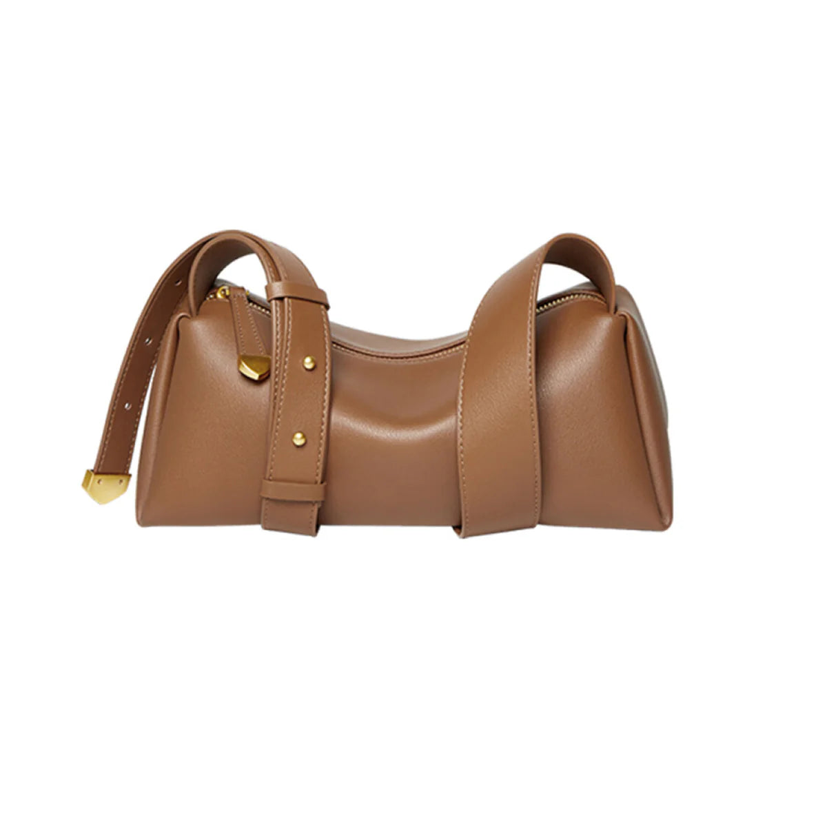 Nalandu Minimalist Leather Baguette Shoulder Bag - Brown