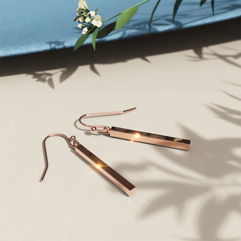 Bullion Gold Geometrical Moment Earrings in Rose Gold