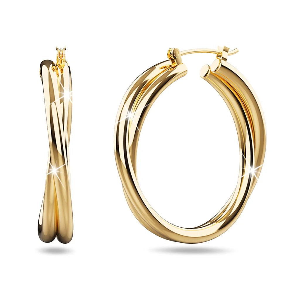 Bullion Gold Subtle Hoop Gold Layered Earrings