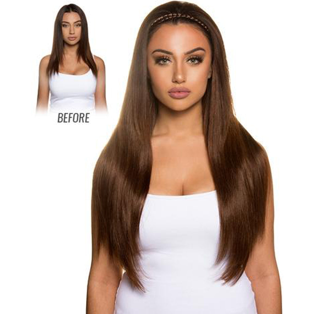 2Pcs 22" Medium Brown High Grade Synthetic 7Piece 16Clips Straight Hair Extension 2X