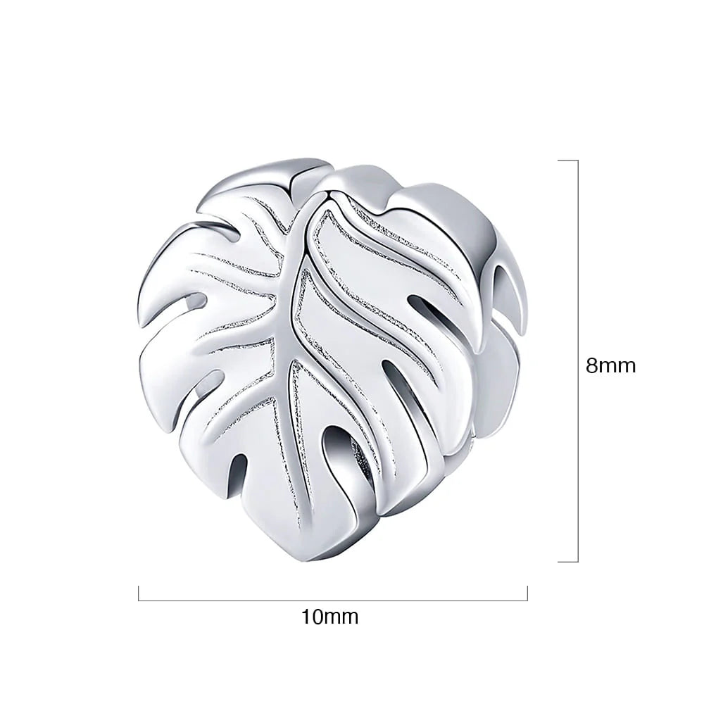 Solid 925 Sterling Silver Palm Leaf Pandora Inspired Charm