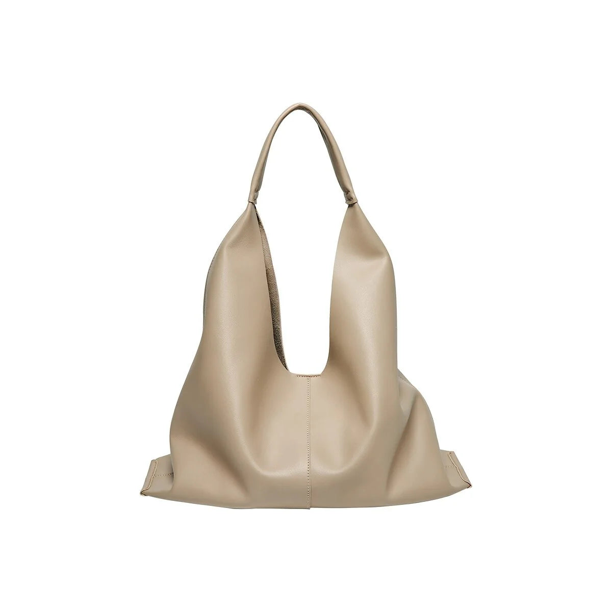 Nalandu Soft Slouch Genuine Leather Oversized Tote Bag - Taupe