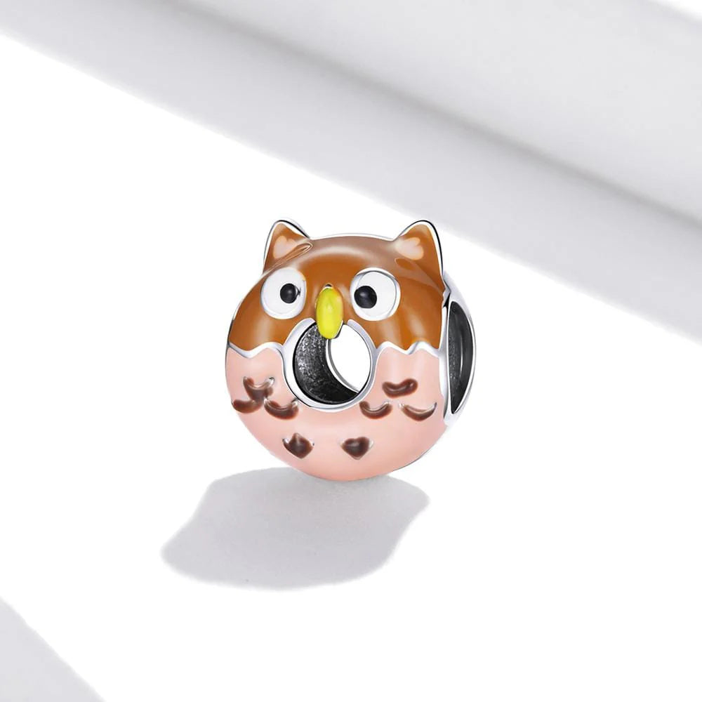 Solid 925 Sterling Silver Lovely Owl Pandora Inspired Charm