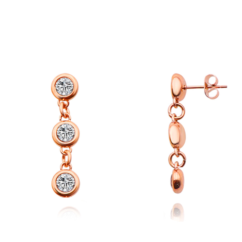 Liv Oliver 18K Rose Gold Multi Cz Drop Earrings