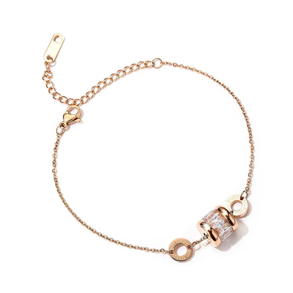 Bullion Gold Minimalist BVLOVED Crystal Charm Bracelet