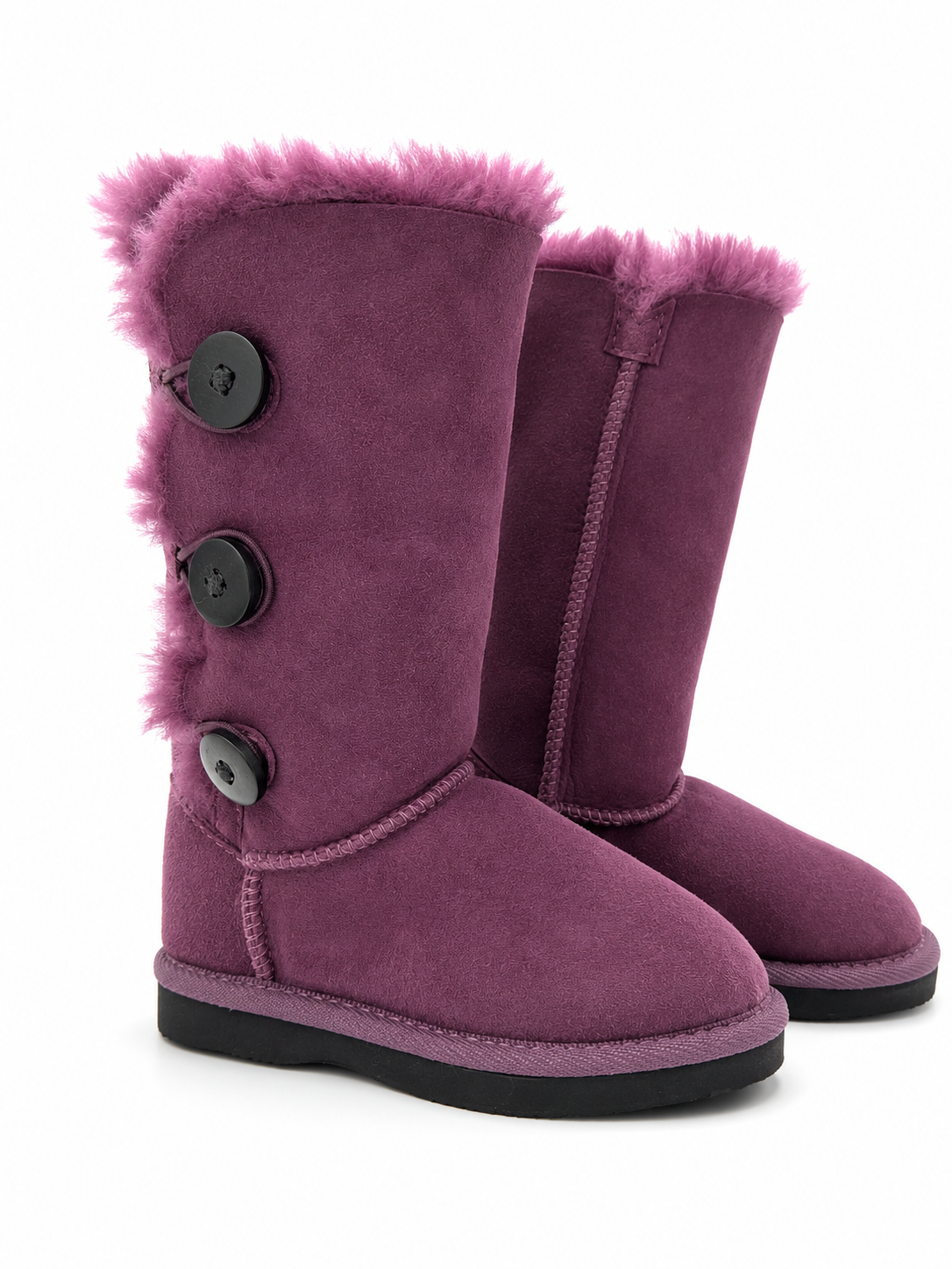 Australian Leather Ugg Kids 3Button Long - Purple - AU6