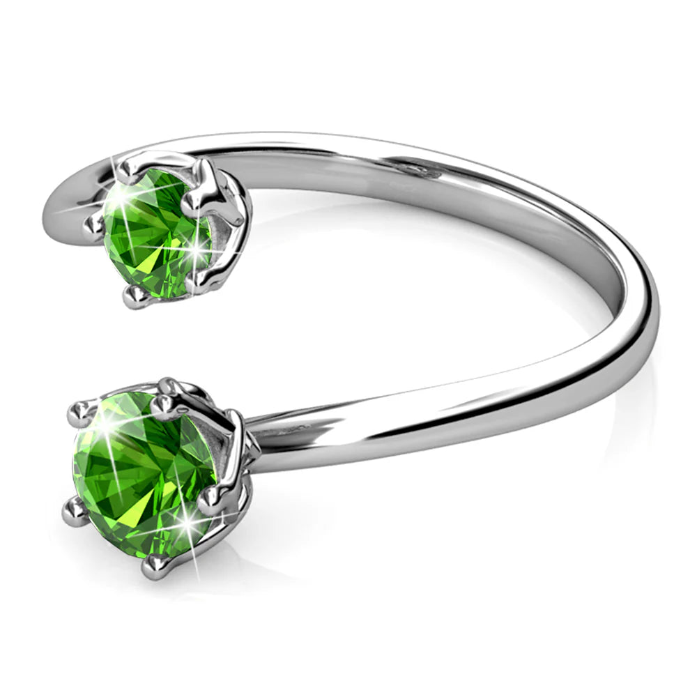 Krystal Couture Split Green Personality Ring Embellished with Swarovski Crystals