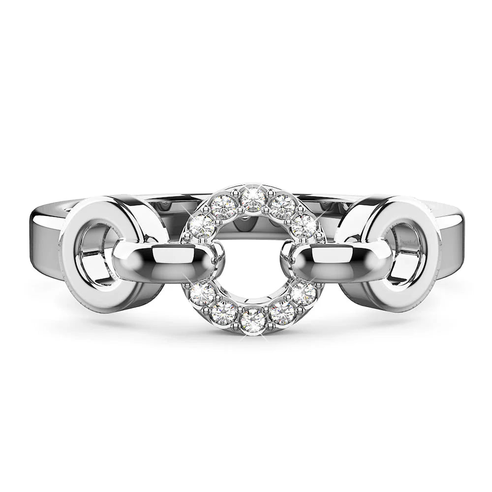 Krystal Couture Orbit of Trinity Ring Embellished with SWAROVSKI Crystals in White Gold