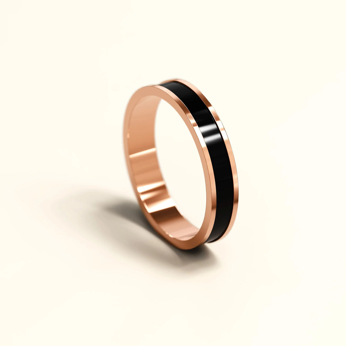 Bullion Gold Ceres Timeless Ring Black Enamel Ring in Rose Gold