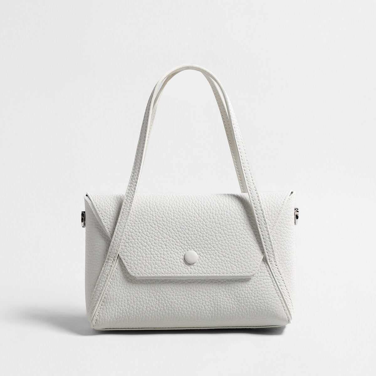 Pebbled Calfskin Geometric Mini Tote - Ivory