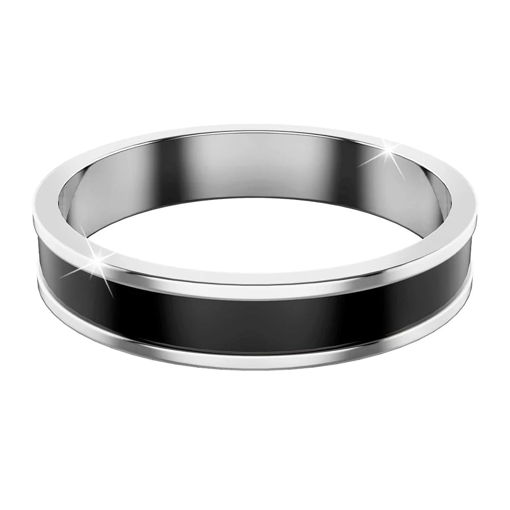 Bullion Gold Ceres Timeless Ring Black Enamel Ring in Silver