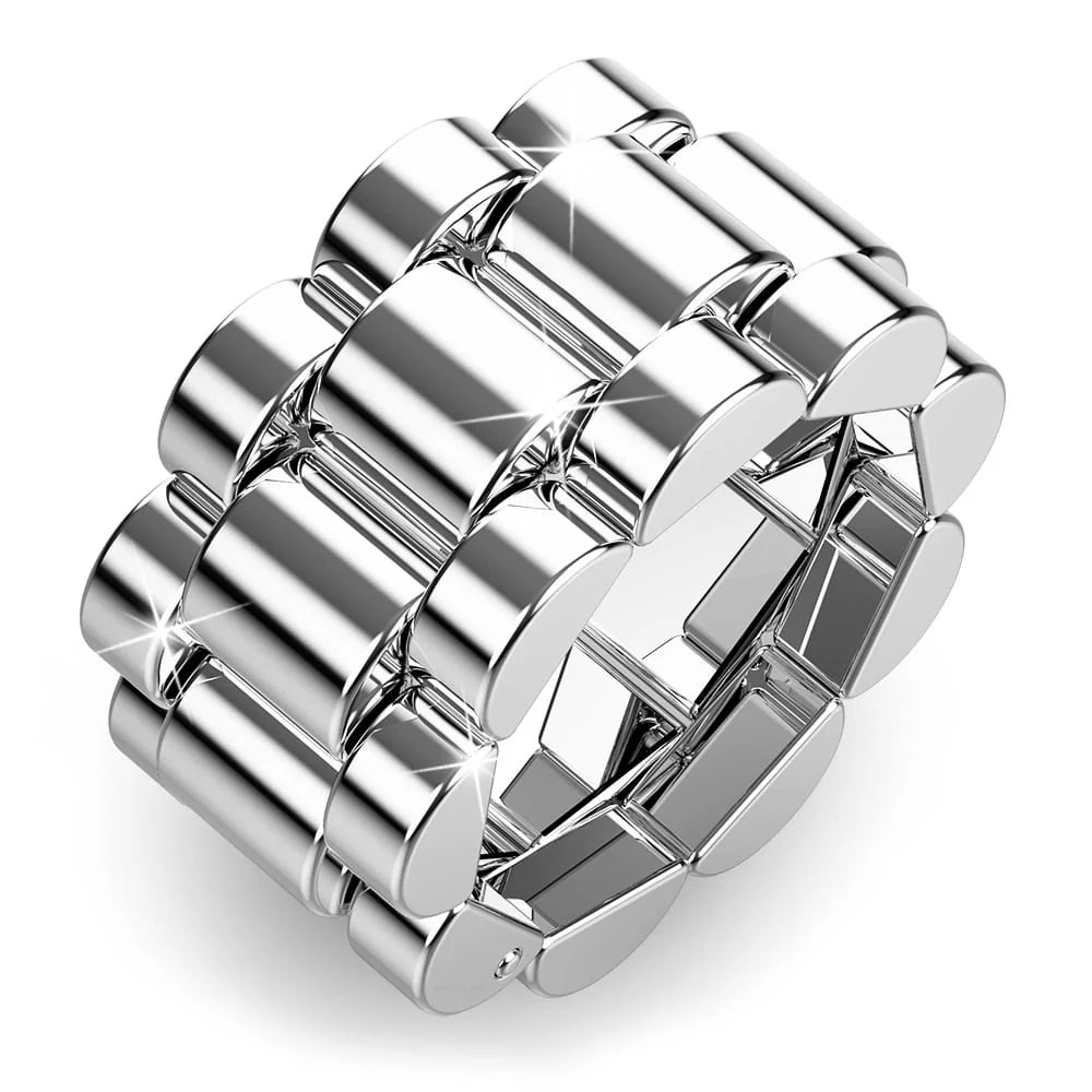 Bullion Gold Oyster White Gold Layered Stainless Ring