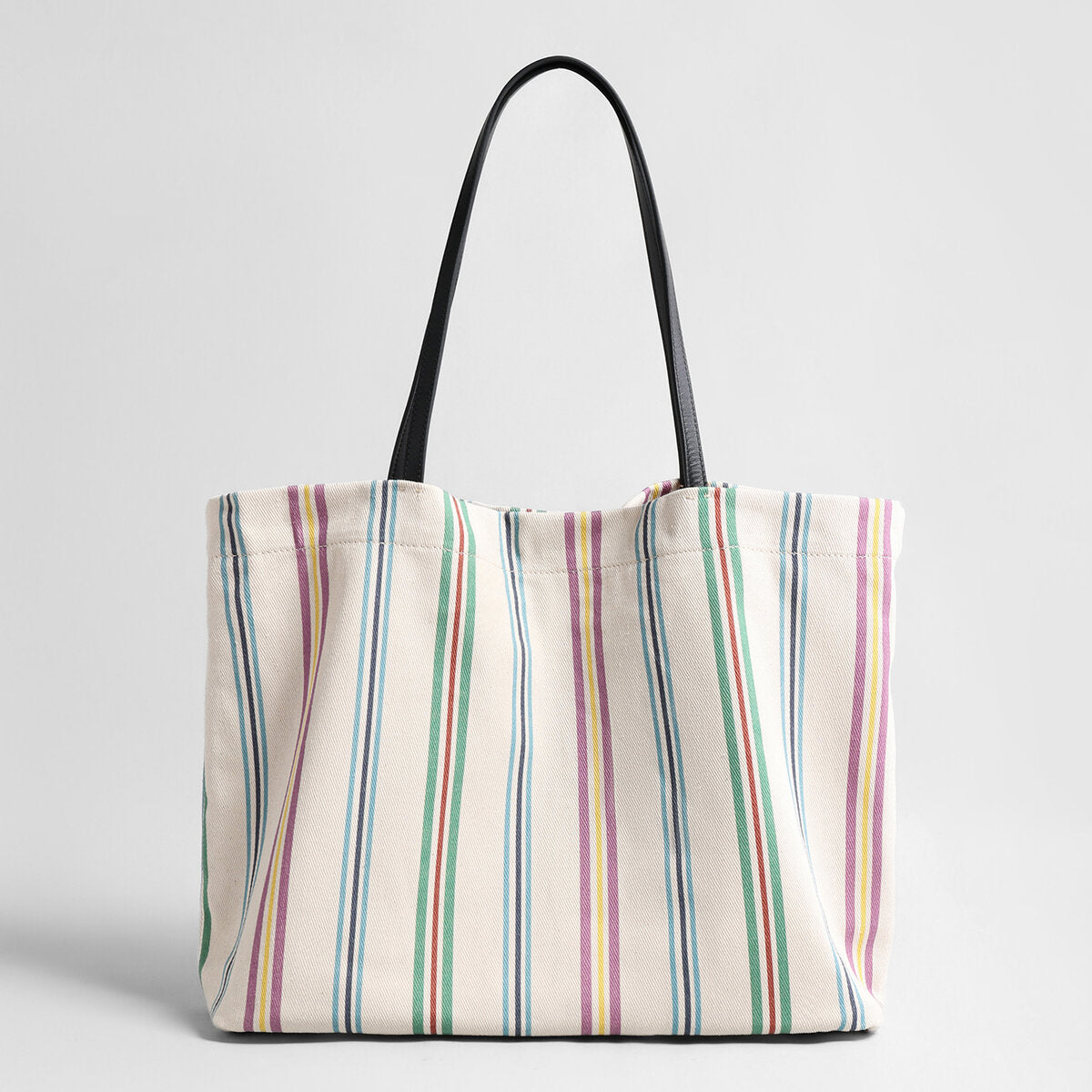 Striped Canvas Tote Bag - Rainbow