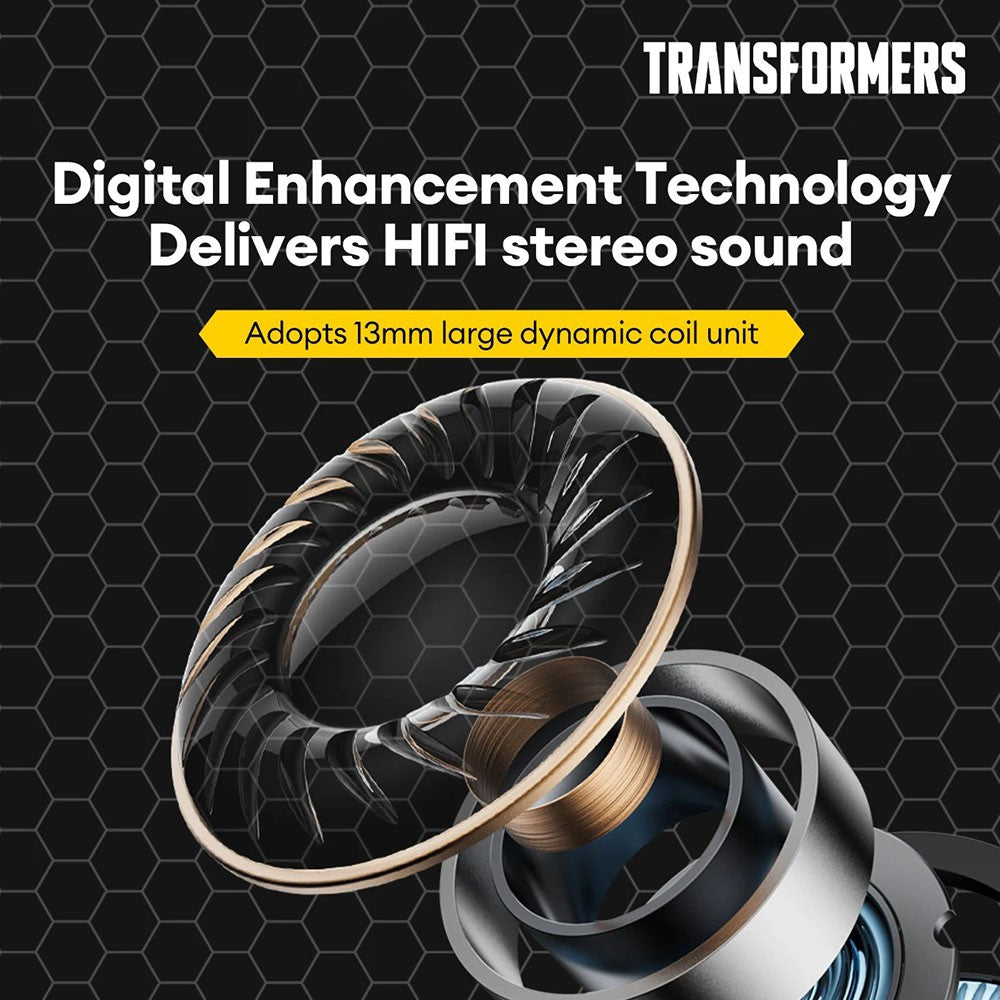 Transformers TWS Wireless Earphones Bluetooth V5.3 Rechargeable TF-T06 - Black