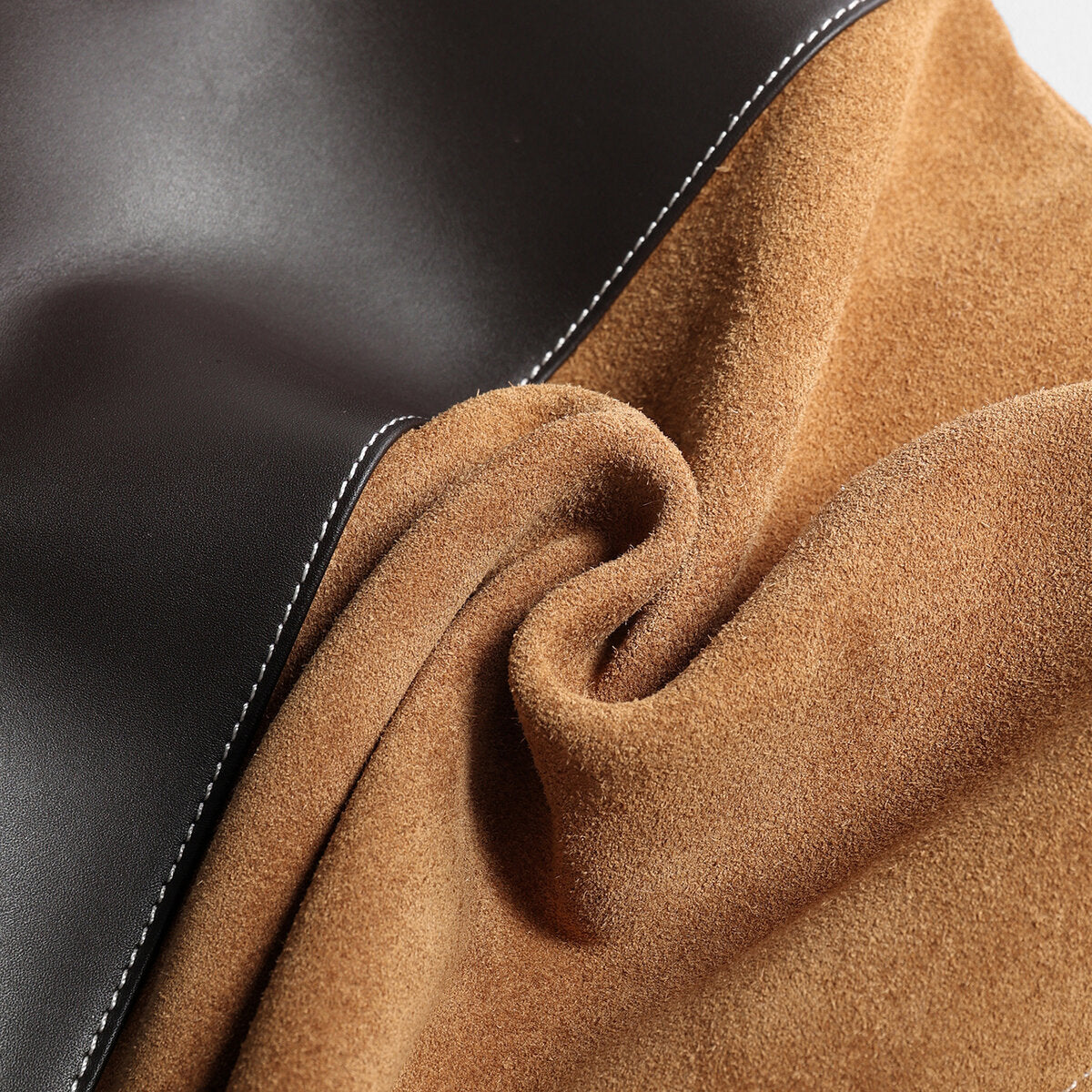 Suede & Leather Two-Tone Hobo Bag - Brown