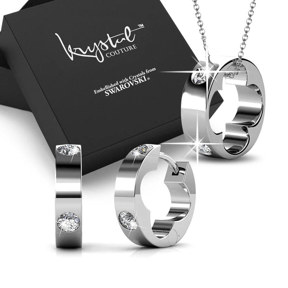 Boxed Ring Pendant White Gold Set Embellished with SWAROVSKI® Crystals