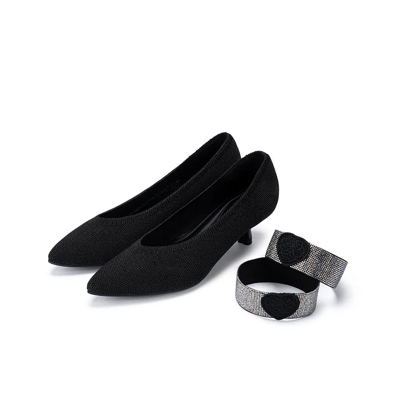 Belle Detachable Strap Mary Jane Heels - Black
