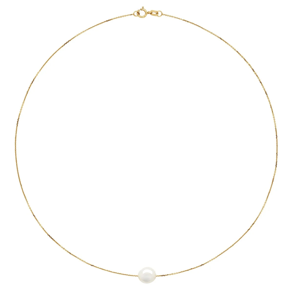 Necklace Baroque Baroque Freshwater Pearl White Yellow Gold 8-9mm