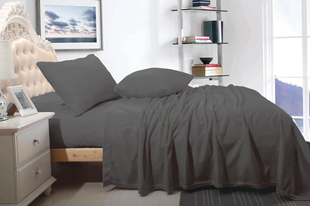 Cashmere Touch Flannelette Sheet Set - Charcoal