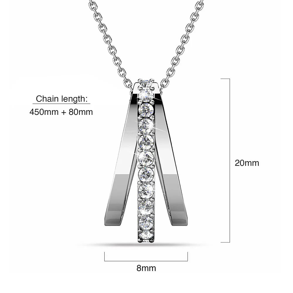 Krystal Couture Sparkly Triple Round Necklace in White Gold Adorned with Swarovski Crystals