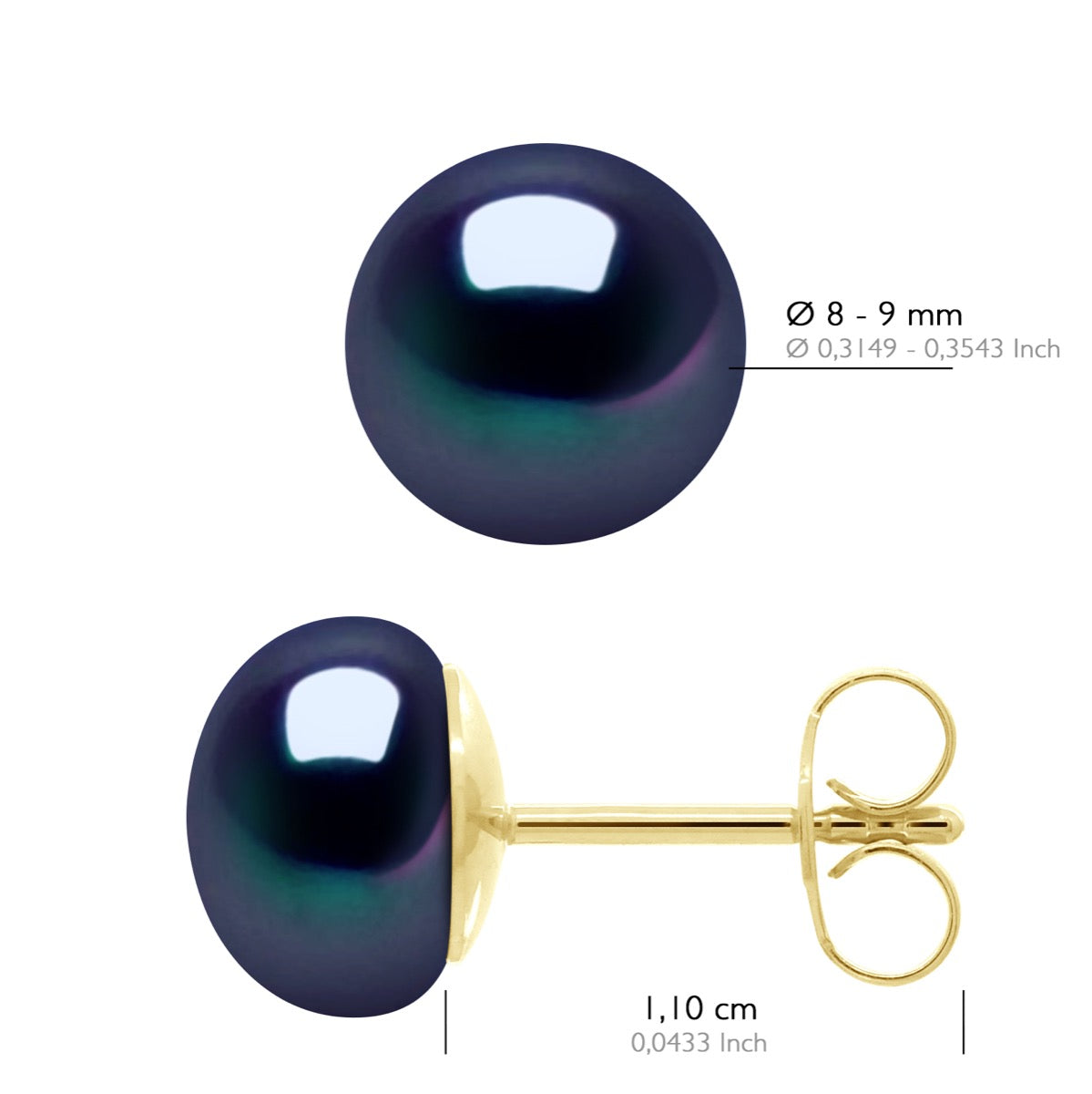 Earrings - Black "Tahitian Style" - Longueur 18 cm