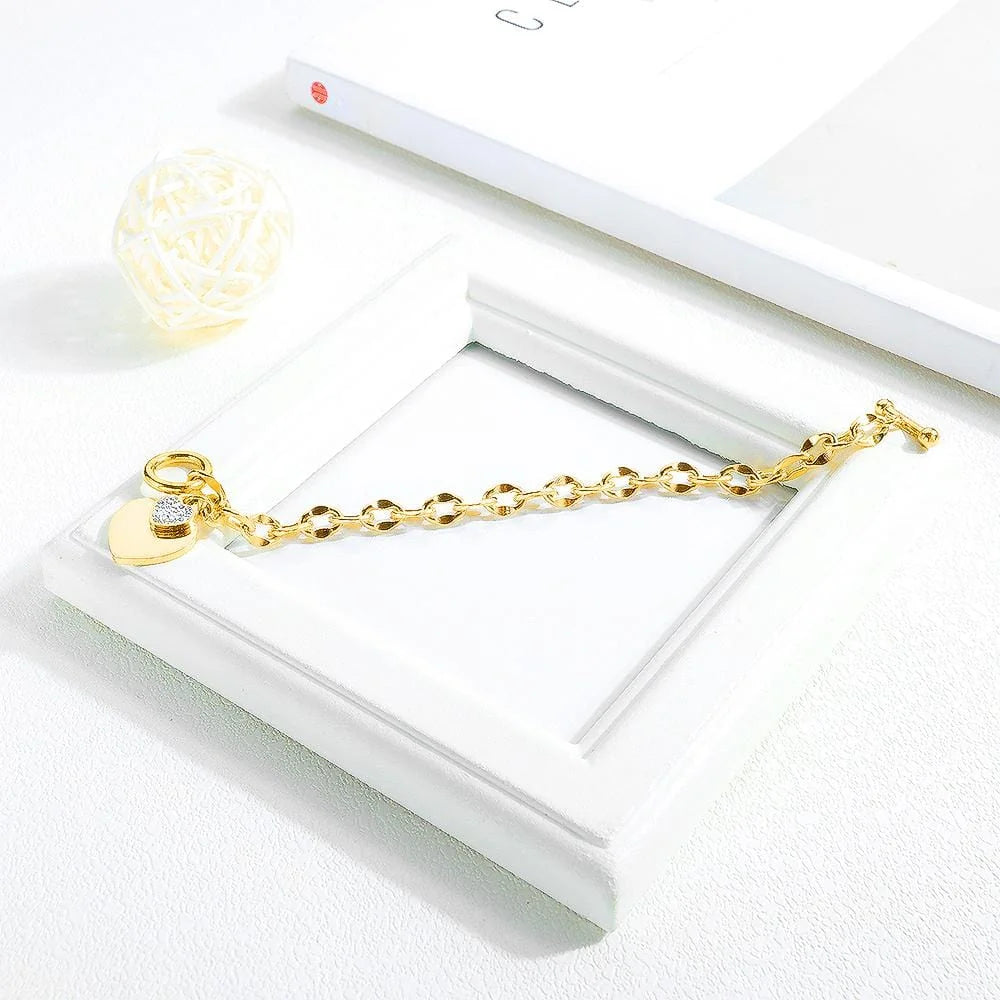 Bullion Gold Diamond cut Belcher Chain T-lock Toggle Bracelet in Gold Layered Steel Jewellery