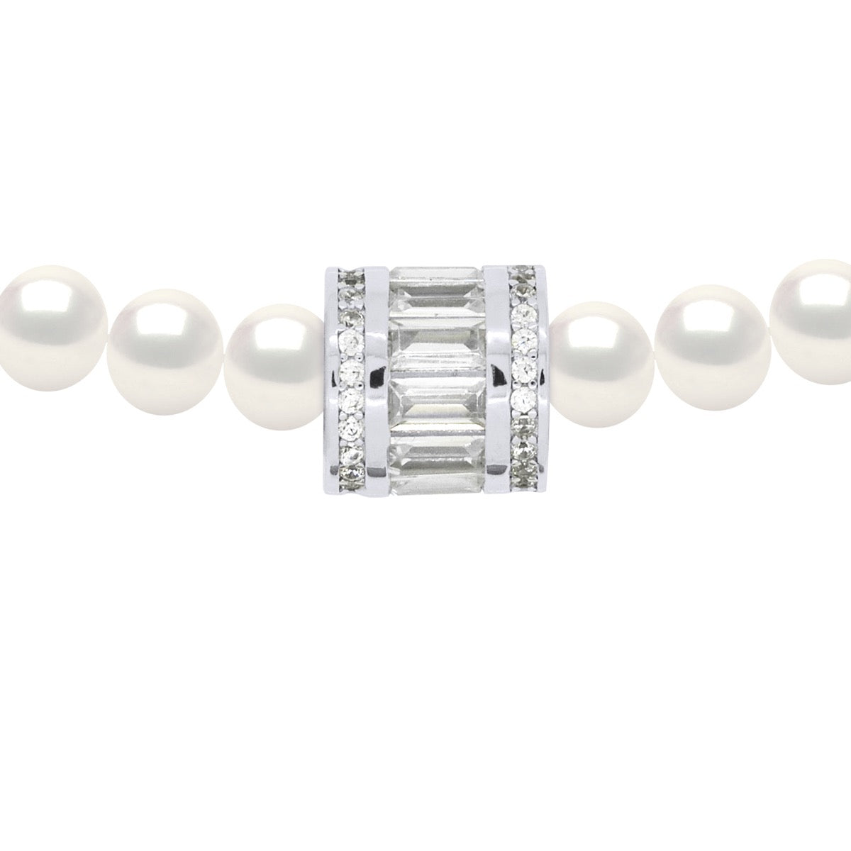 Necklace Row of Real Cultured Freshwater Pearls Semi Round 5-6 mm - Natural White - Longueur 18 cm