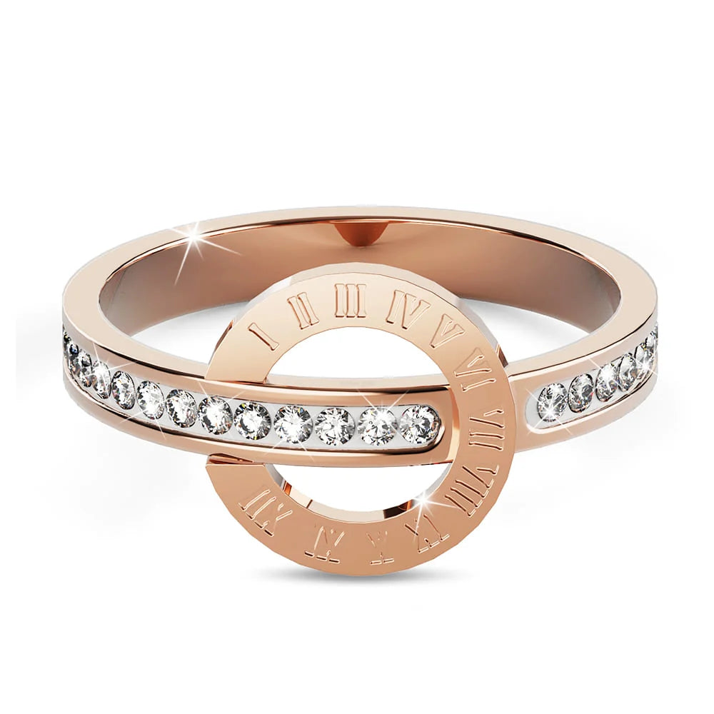 Bullion Gold Morgan Circular Roman Numeral Dial Ring