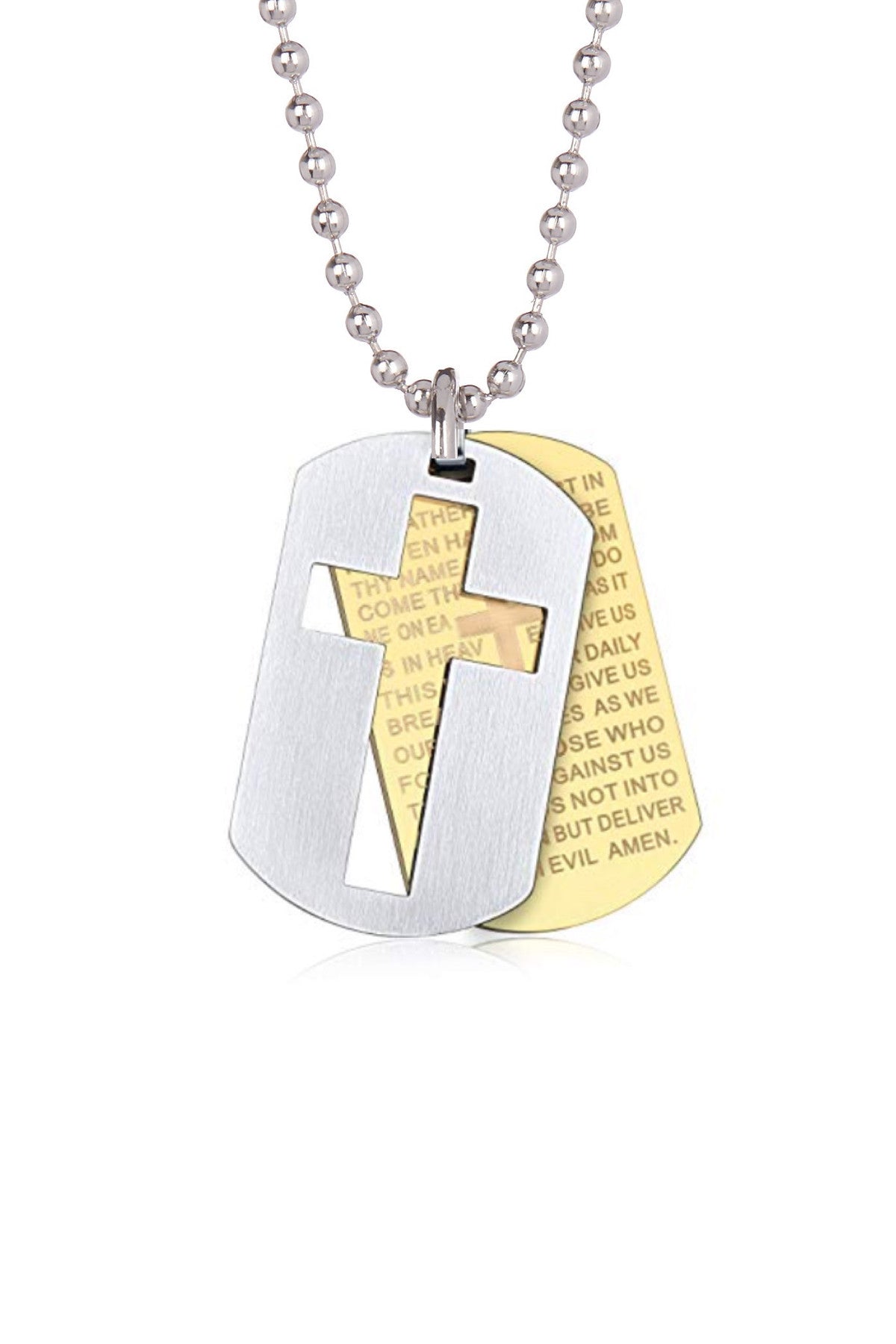 Stephen Oliver 18K Gold Plated & Silver Inspirational Cross Tag Necklace