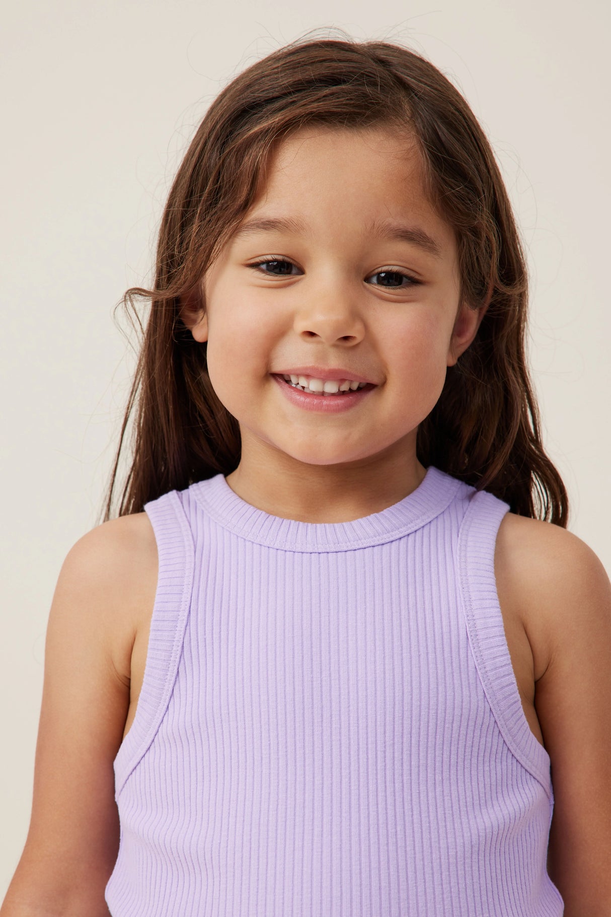 Cotton On Kids Girls Fitted Essential Tank - Lilac Drop Rib