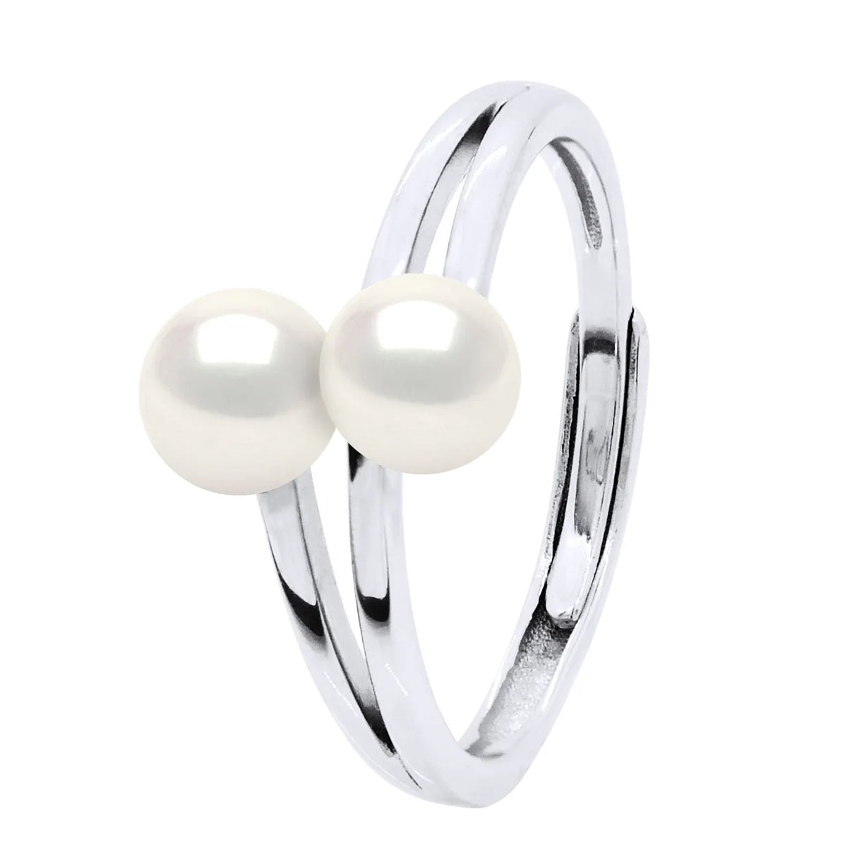 Ring Toi & Moi Button Freshwater Pearl White Sterling Silver