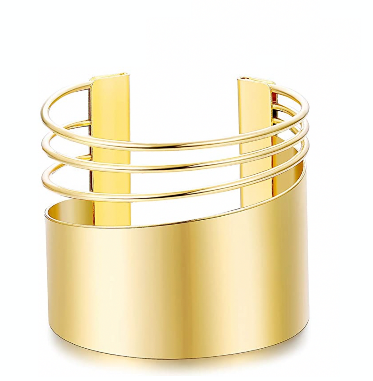 Liv Oliver 18K Gold Geometric Cuff Modern Bangle
