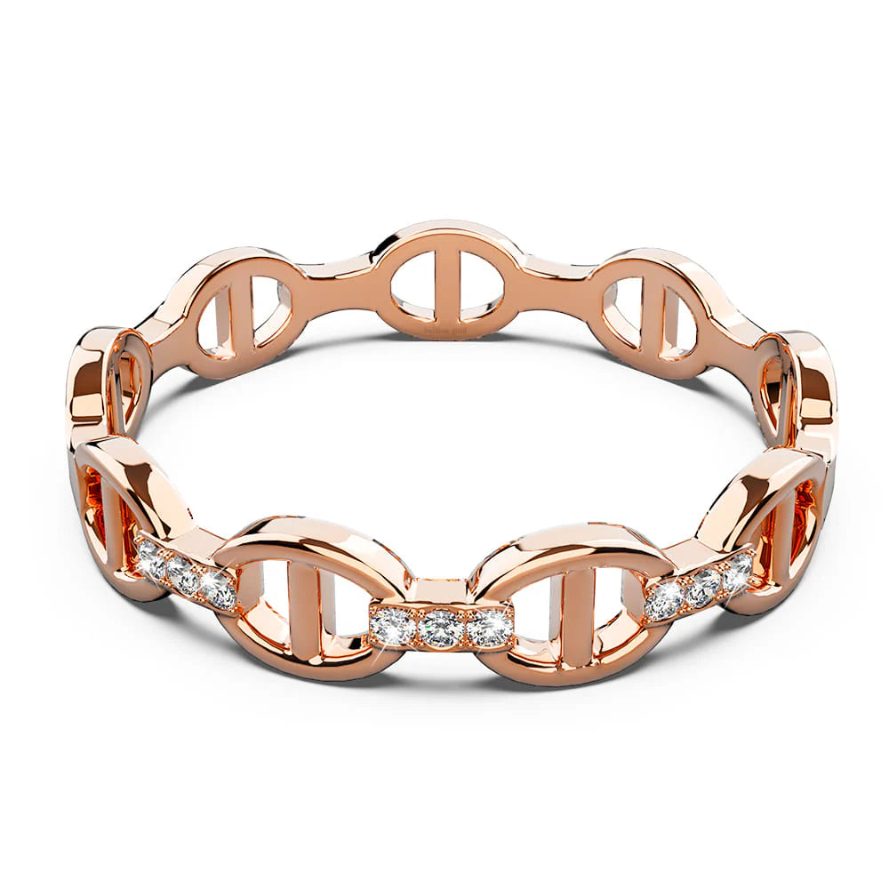 Bullion Gold Mariner Link Ring In Rose Gold