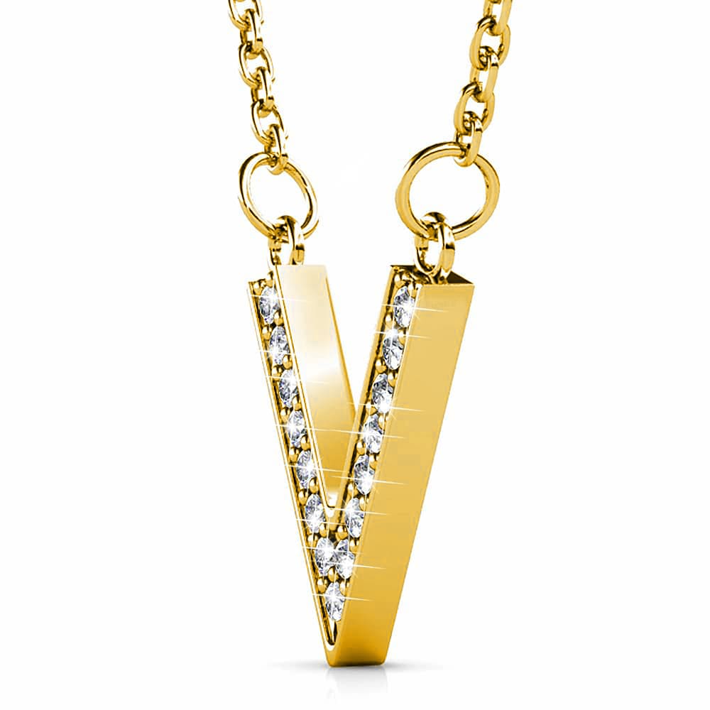 Boxed Luxury V Shaped Gold Set Embellished with SWAROVSKI® Crystals