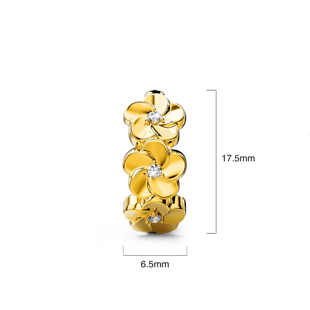 Krystal Couture Floral Trio Huggie Earrings Embellished in Swarovski Crystals in Yellow Gold