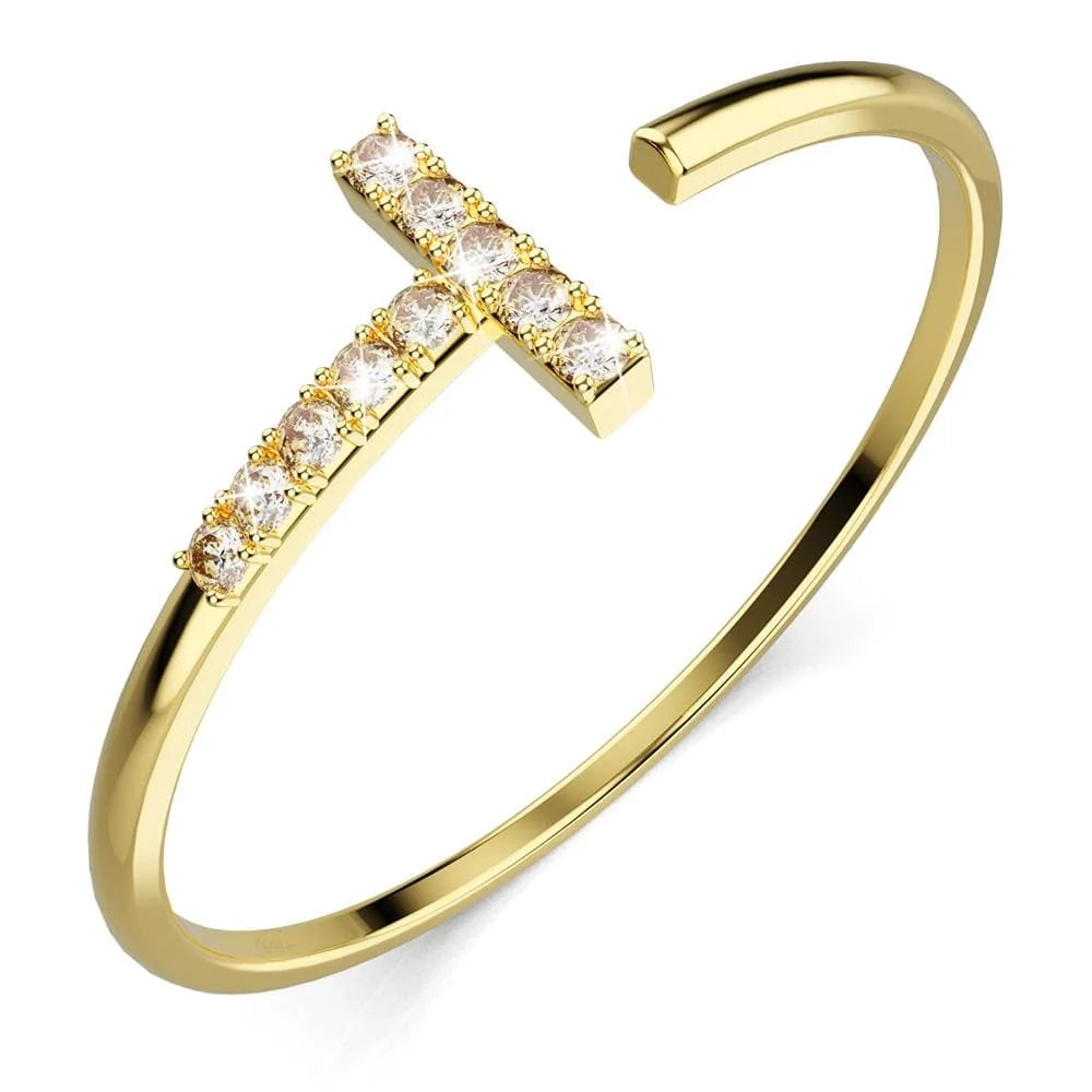Adjustable Solid 925 Sterling Silver Cleo Stacking Ring in Gold