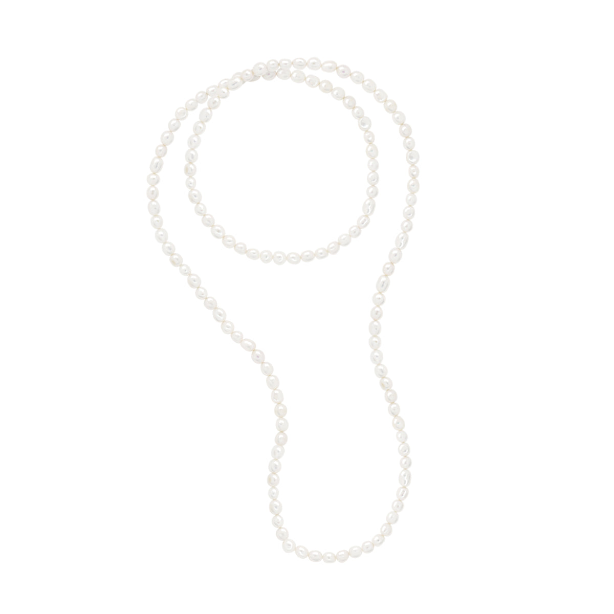 Long Necklace Opera of Real Cultured Freshwater Pearls Baroque 8-9 mm - Gold "Natural Pearl" - Longueur 18 cm